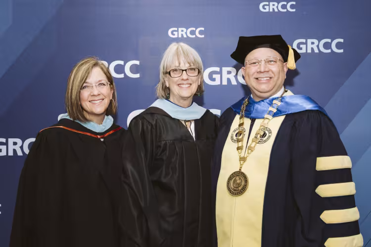 Distinguished Alumni Award winner Ruth Kelly pictured at GRCC's 2024 Commencement. 