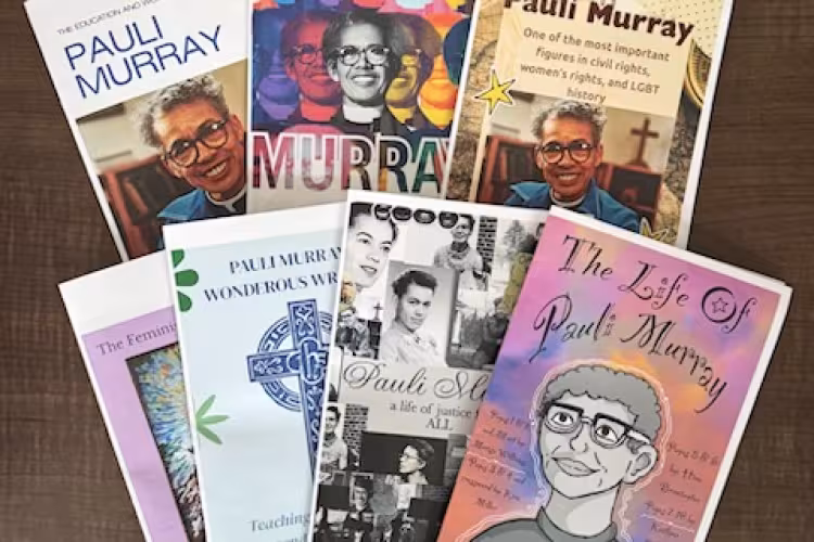 Seven student zines featuring activist Pauli Murray. Each one is colorful and unique.