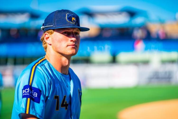 Ryan Dykstra before a game at LMCU Ballpark.