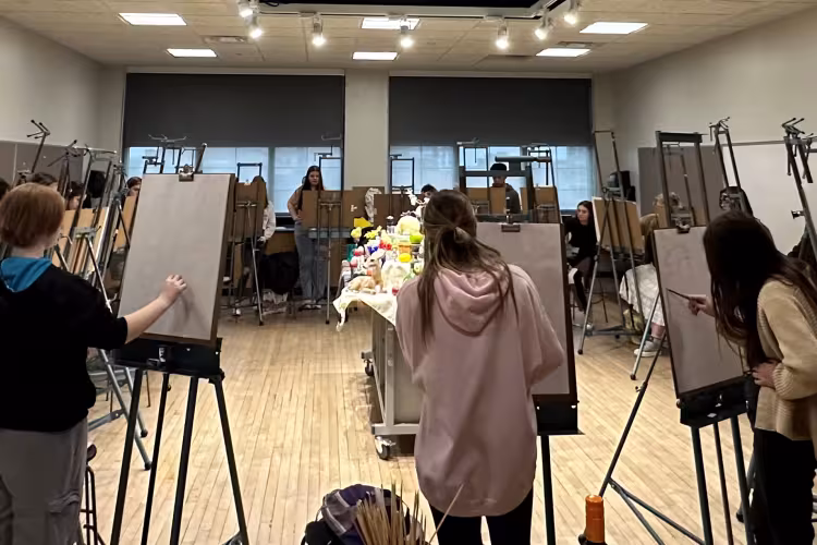Students sketching at ArtCamp. 