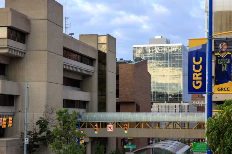 View of the GRCC campus looking down Lyon Street.