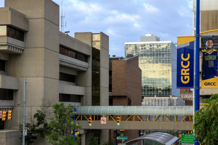 View of the GRCC campus looking down Lyon Street.
