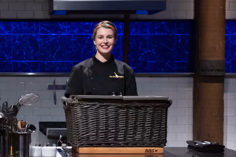 Chef Jenn Struik on the set of Chopped.