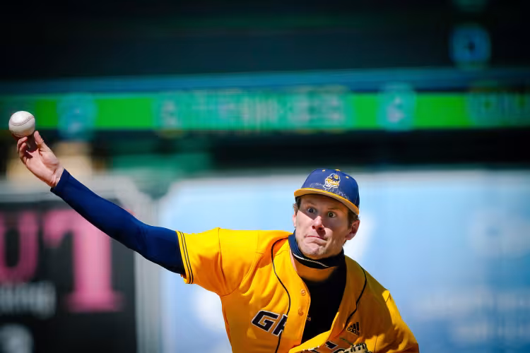 GRCC pitcher on the mound.