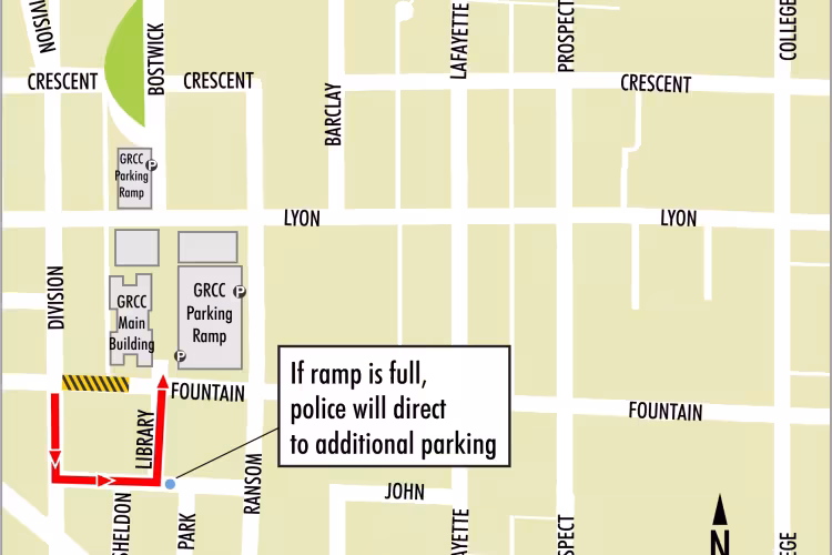 Map of Fountain Street closure and surrounding roads.