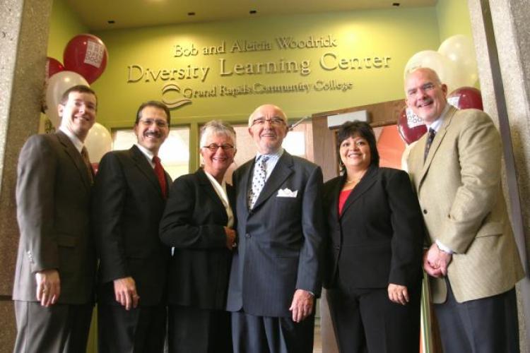 Bob Woodrick surrounded by friends and family at the dedication of the Woodrick Diversity Center in 2006.