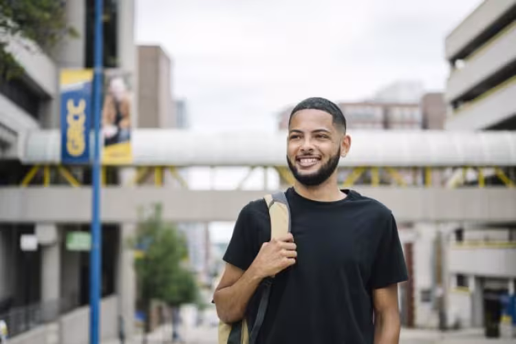 Portrait of Anthony Clark Jr. on campus.