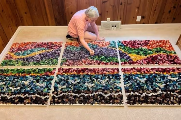 Christina Hindley working on her ArtPrize entry. 