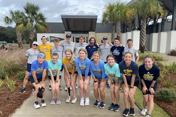 The GRCC cross country teams before a practice at the national championship.