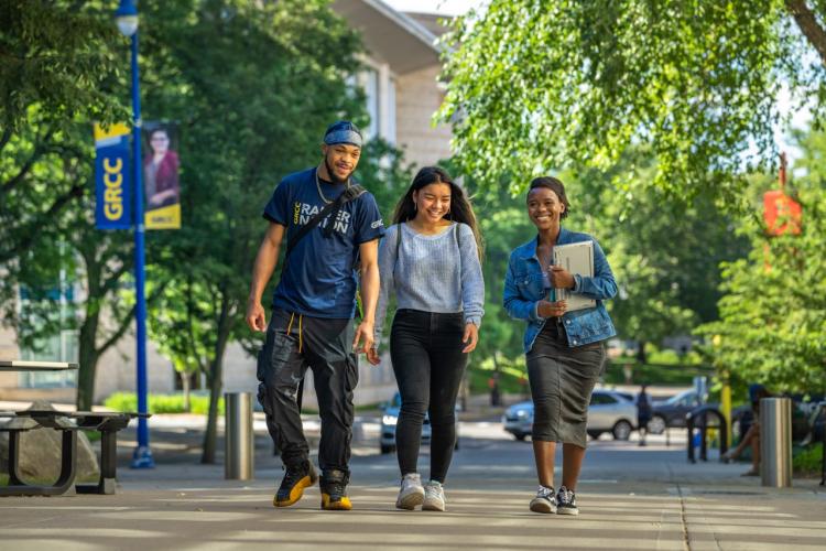 Promise Zone students walking on Olivarez Plaza.
