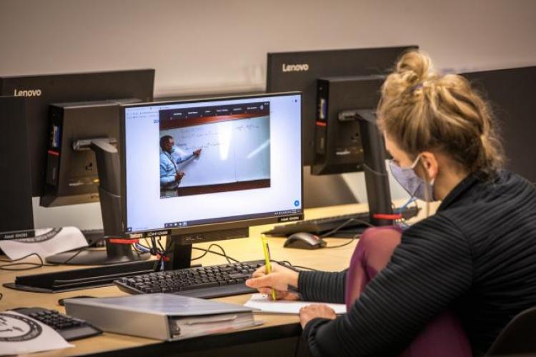 Student working on a computer