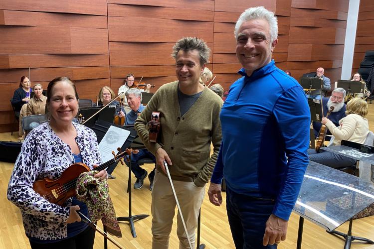 Dylana Jenson, Libor Ondras and David Lockington prior to rehearsals. 