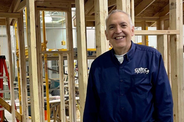 John Doane in the construction workshop.