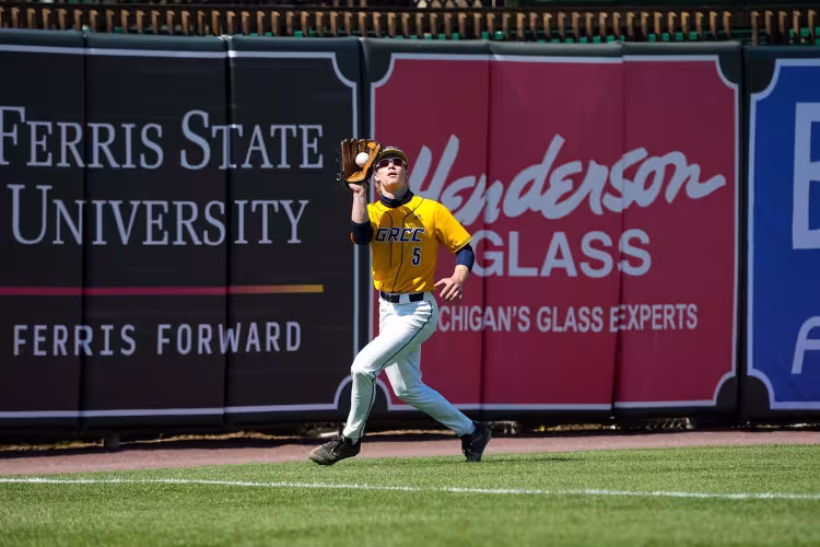GRCC outfielder making a play.