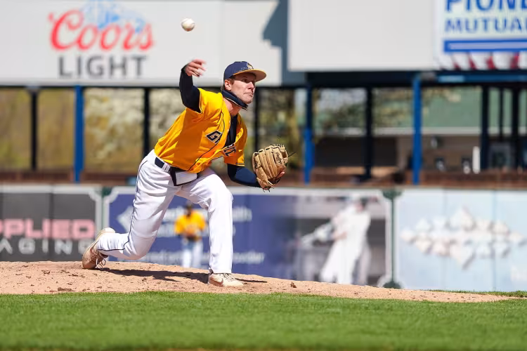 GRCC hurler on the mound at LMCU Ballpark.