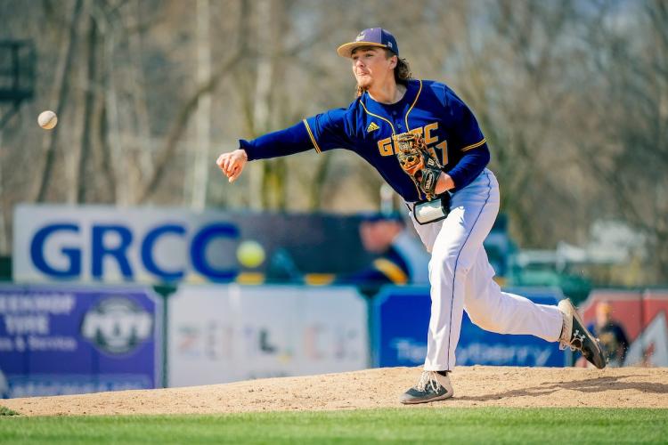 GRCC pitcher Eliot Traver on the mound.