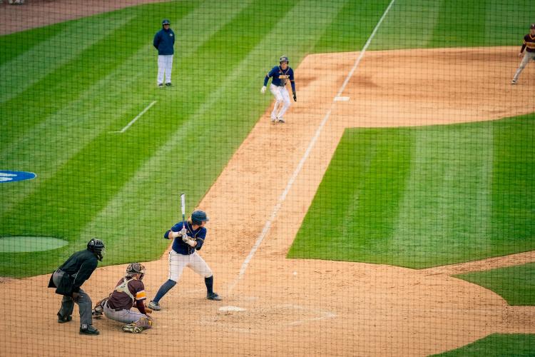 GRCC baseball team in action at LMCU Ballpark.