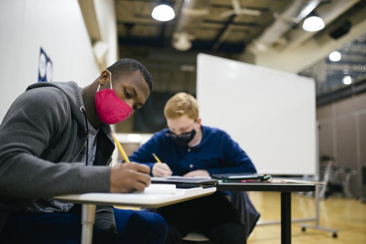 Students sitting in a Language and Thought class.