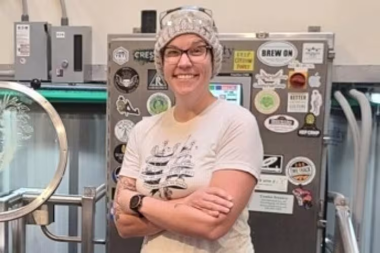 Abbie Groff-Blaszak working in the brewery. 