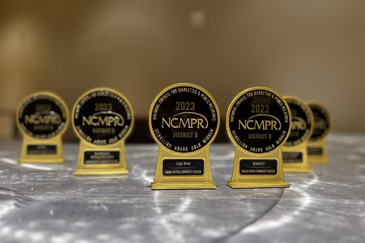 Six NCMPR Gold Awards on a table