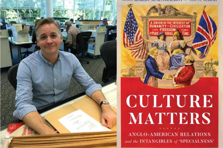 Portrait of Dr. Hendershot at work, and the cover of his book.