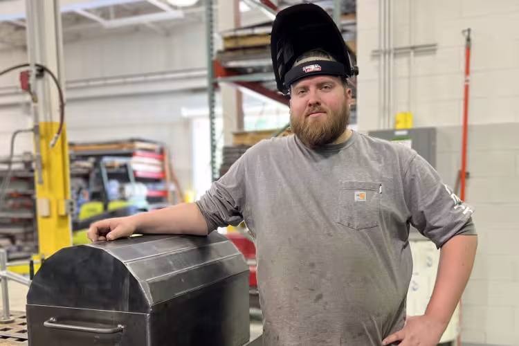 Joe Wisneski in the welding shop.