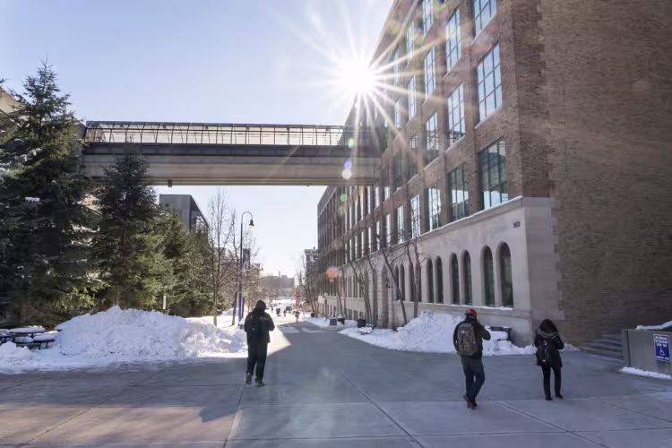 A winter scene on Olivarez Plaza.