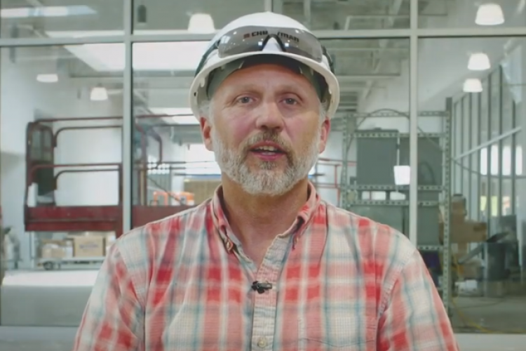 York Tardy wearing a hard hat. 