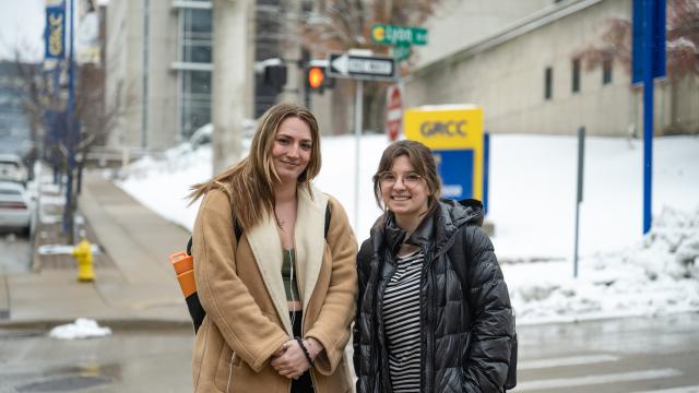 Student on GRCCs snow campus