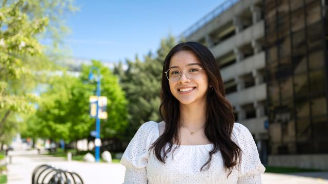 A student smiling