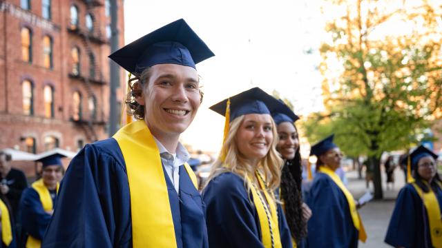 Graduates at commencement