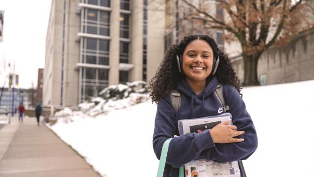 Student in the winter