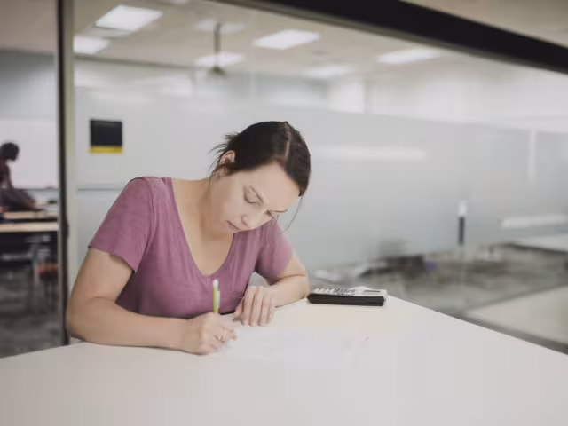 Student taking a test