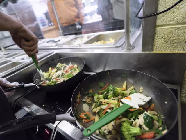 Vegetables sauteed in a frying pan 