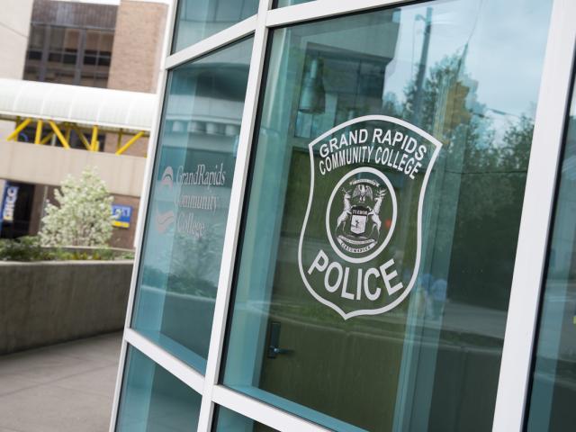 The doors of GRCC's Police department.