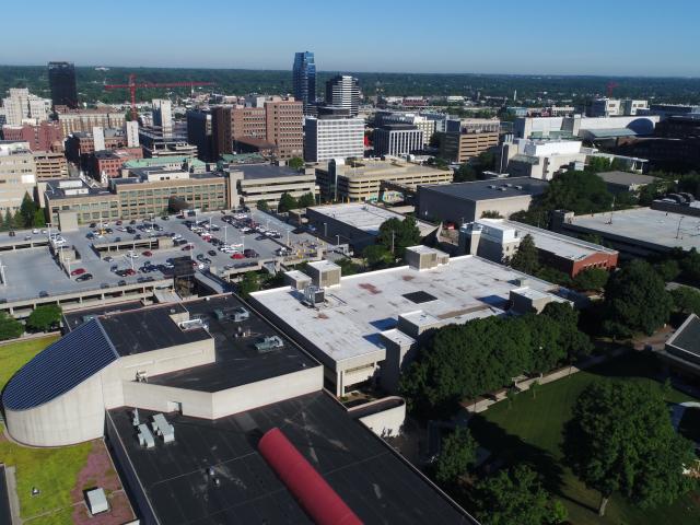 Drone shot of GRCC's Grand Rapids campus.