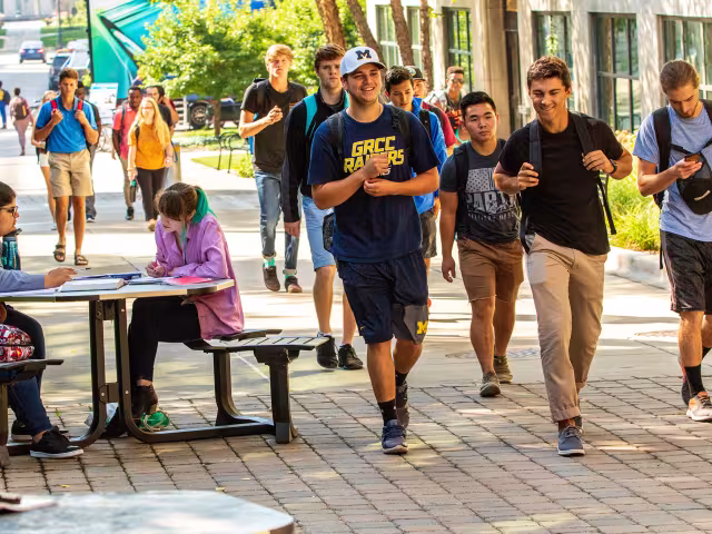 Students walking on campus