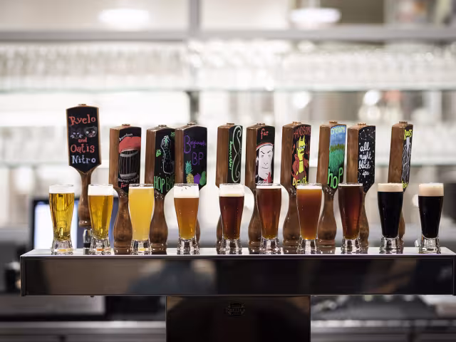 Beer on tap at Fountain Hill Brewery.