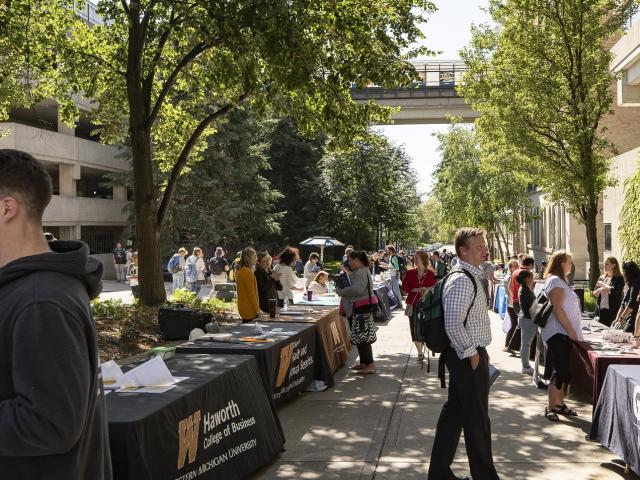 Student at he transfer fair