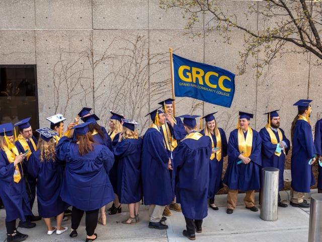 Students lining up for commencement