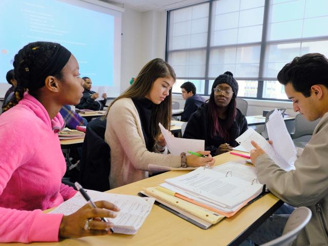 Students working in an English class