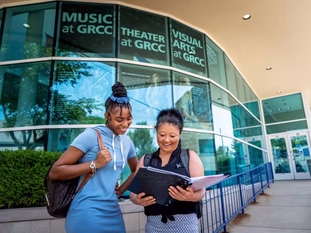 student outside on campus
