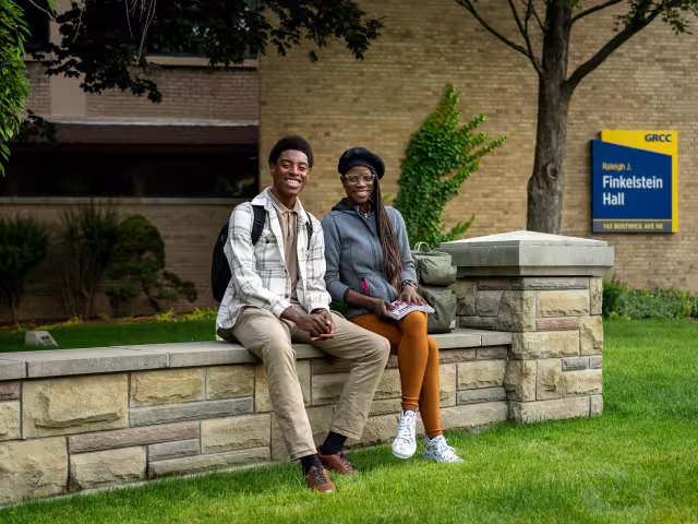 student outside on campus