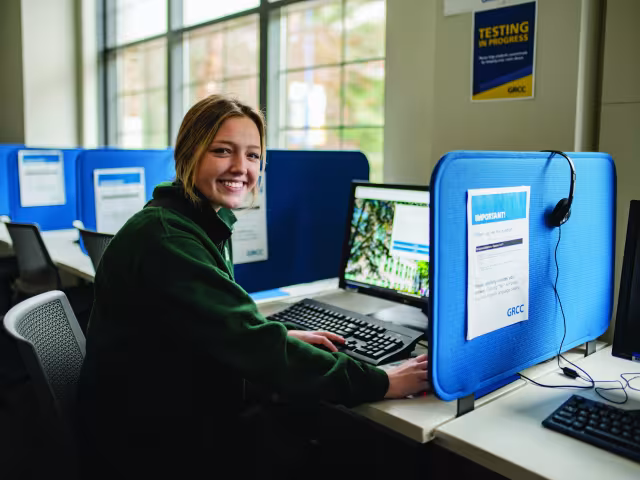 student taking a test online