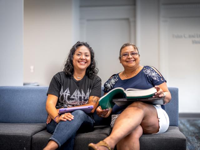 Students studying in the lounge