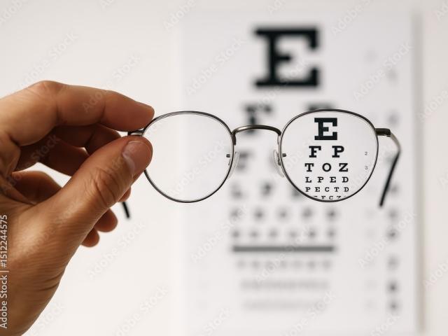 Eye glasses and eye chart