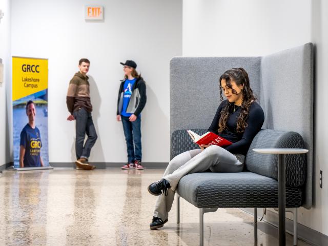 Students studying at the Lakeshore
