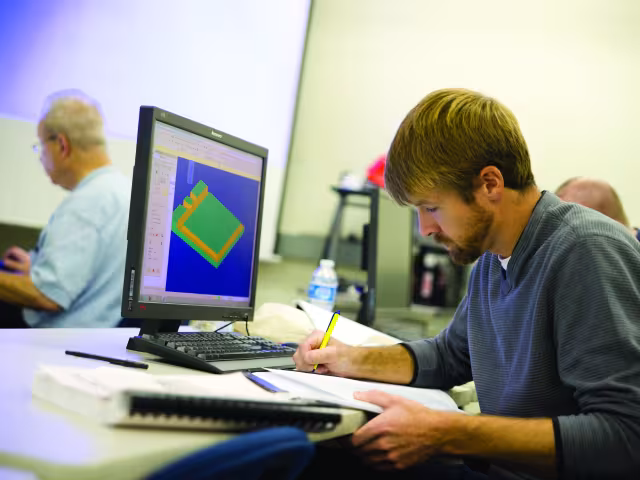 Student working on a computer