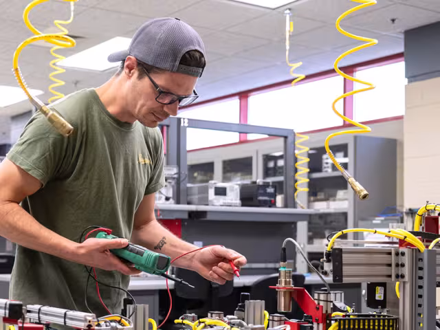 Student working in the Industrial Maintenance classroom